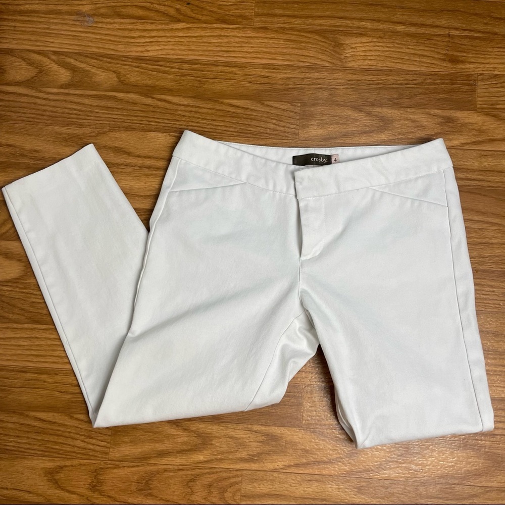 Crosby White Slacks Dress Pants Straight Leg Size 4